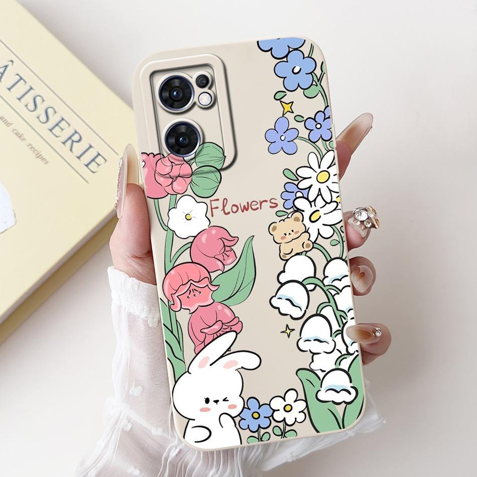 For OPPO Reno7 5G Elegant Sunflower Tulip Printed Phone Case For Oppo Reno 7 5G CPH2371 Soft Silicone Shockproof Cases