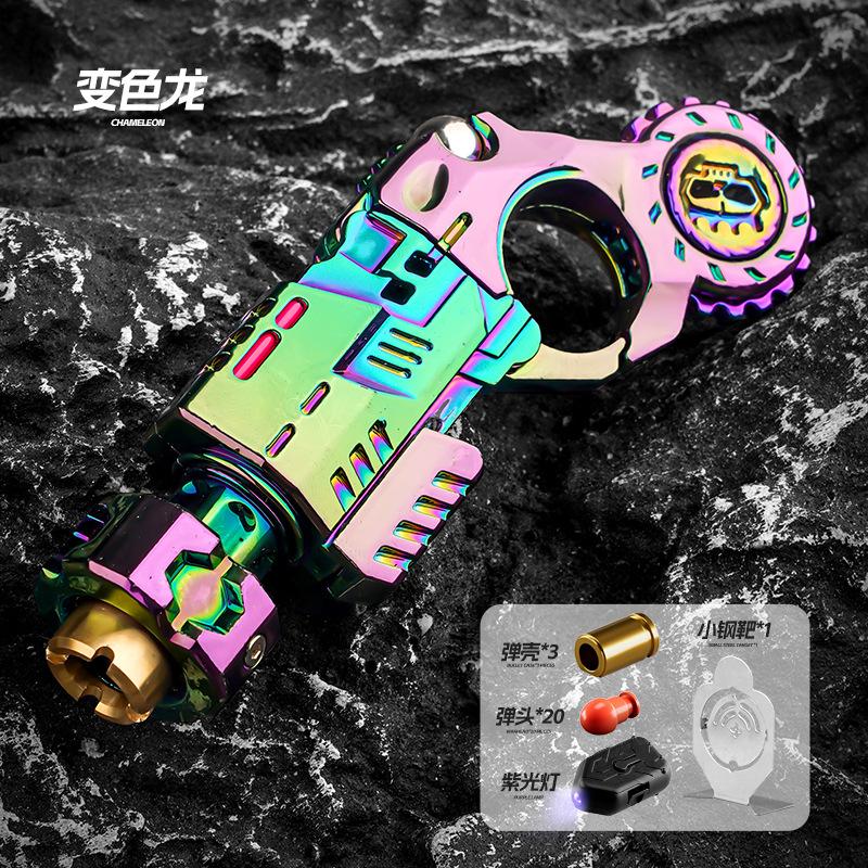 Mini Metal Edc Stress Relief Toy Pistol Guns Eject Fidget Roller Spinner Mechanical Slider Ratchet Wheel Paragraph Ring Adults
