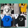 T Shirt Kadın Yazlık Bol Kesim Kalp Baskılı Kısa Kollu Grafik Tişört Günlük Giyim İçin