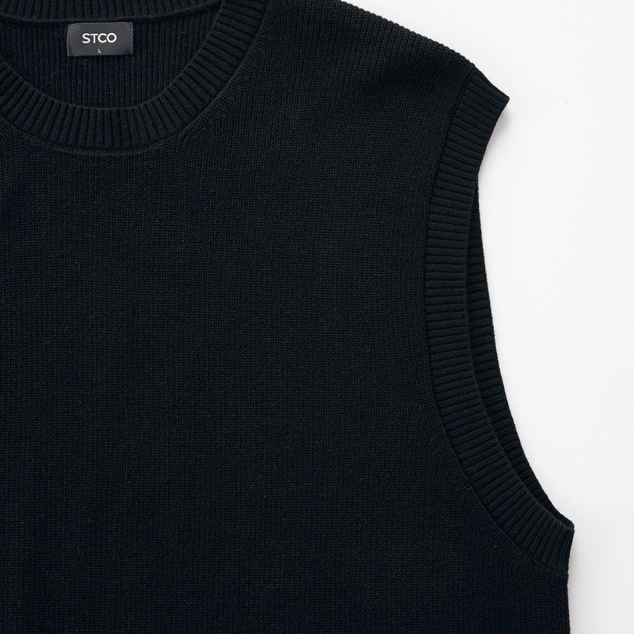 Stco Hacci Knit Vest Black (Oversized)_Skvva52Osb