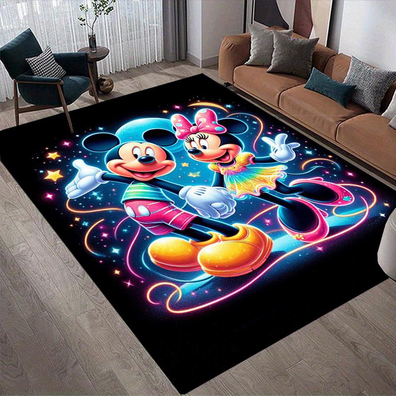 1pc Mickey Pattern Area Rug Soft Flannel Floor Mat for Living Room,Office,Bedroom and Carpet