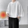 Męski T-shirt z Okrągłym Dekoltem Rękawy Trzy Czwarte T-shirt w Jednolitym Kolorze Styl Casual Luźny Krój Koszulka na Ulicę Podróż Wakacje
