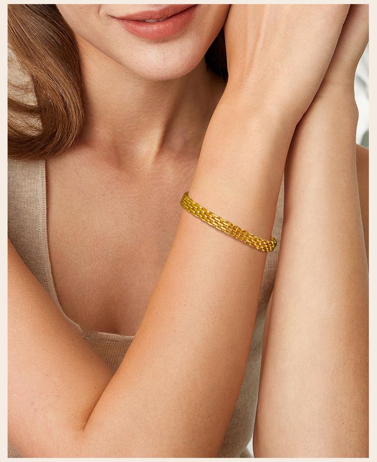 6mm Waterproof Mesh Link Chain Bracelet For Women, 18k Gold Plated Stainless Steel Adjustable, Non Tarnish Jewelry 17cm-21cm