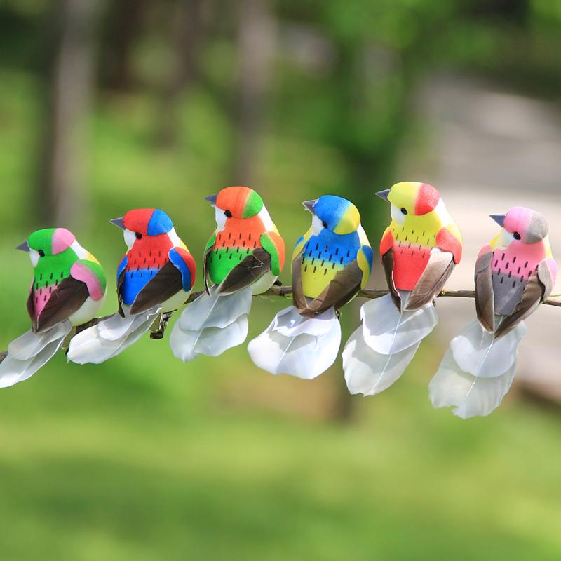 3/6Pcs 3D Fake Craft Birds Artificial Foam Feathers Birds Birthday Party Decorations Home Garden Wedding Decoration