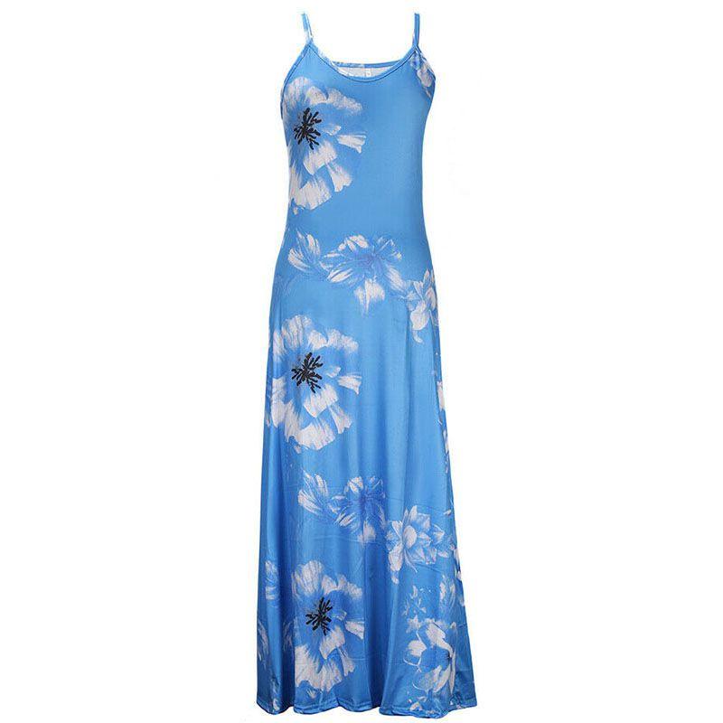 Women's Oversized Floral Printed Sleeveless Maxi Dress For Summer Holidays