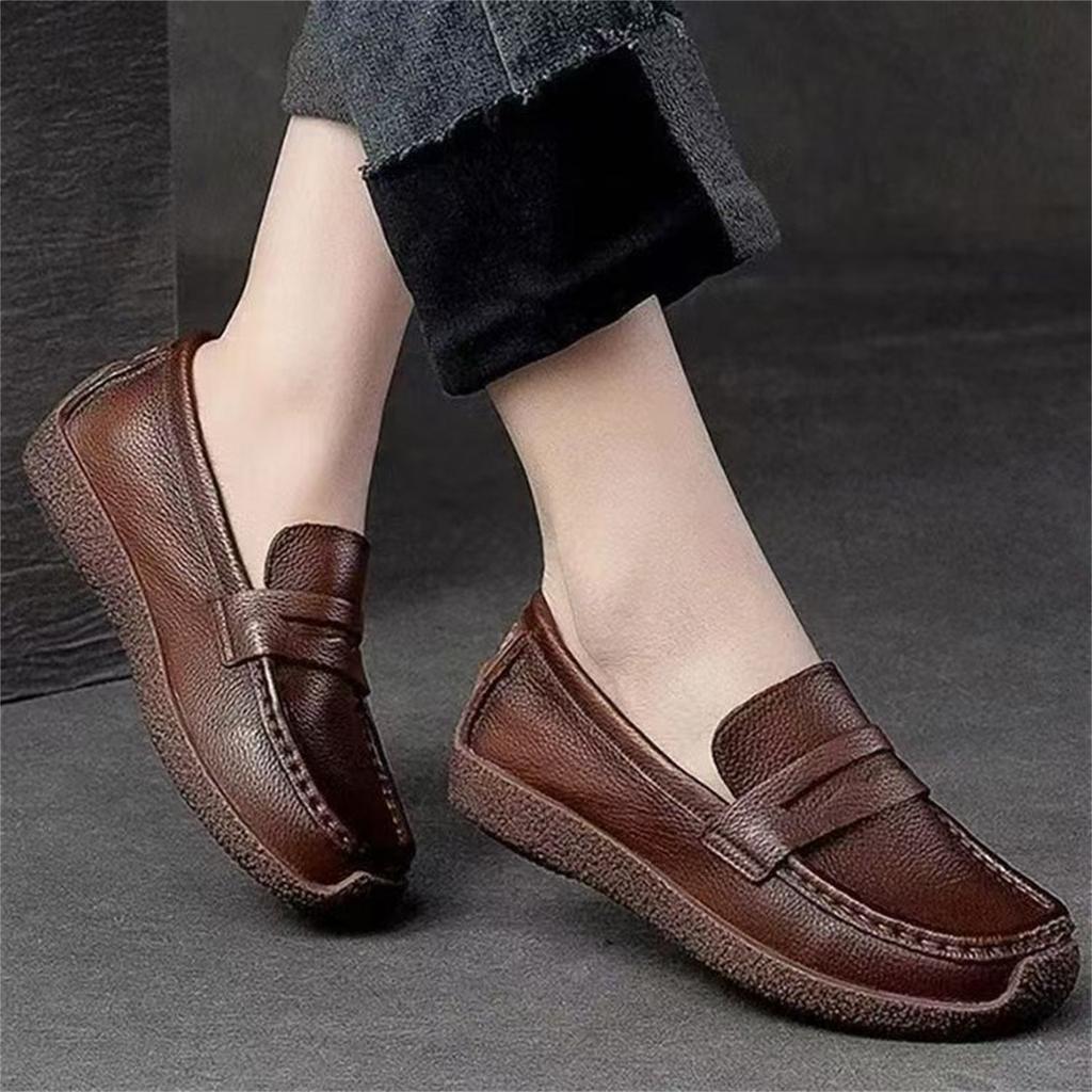 Mocassins de conduite plats en cuir vintage pour femmes