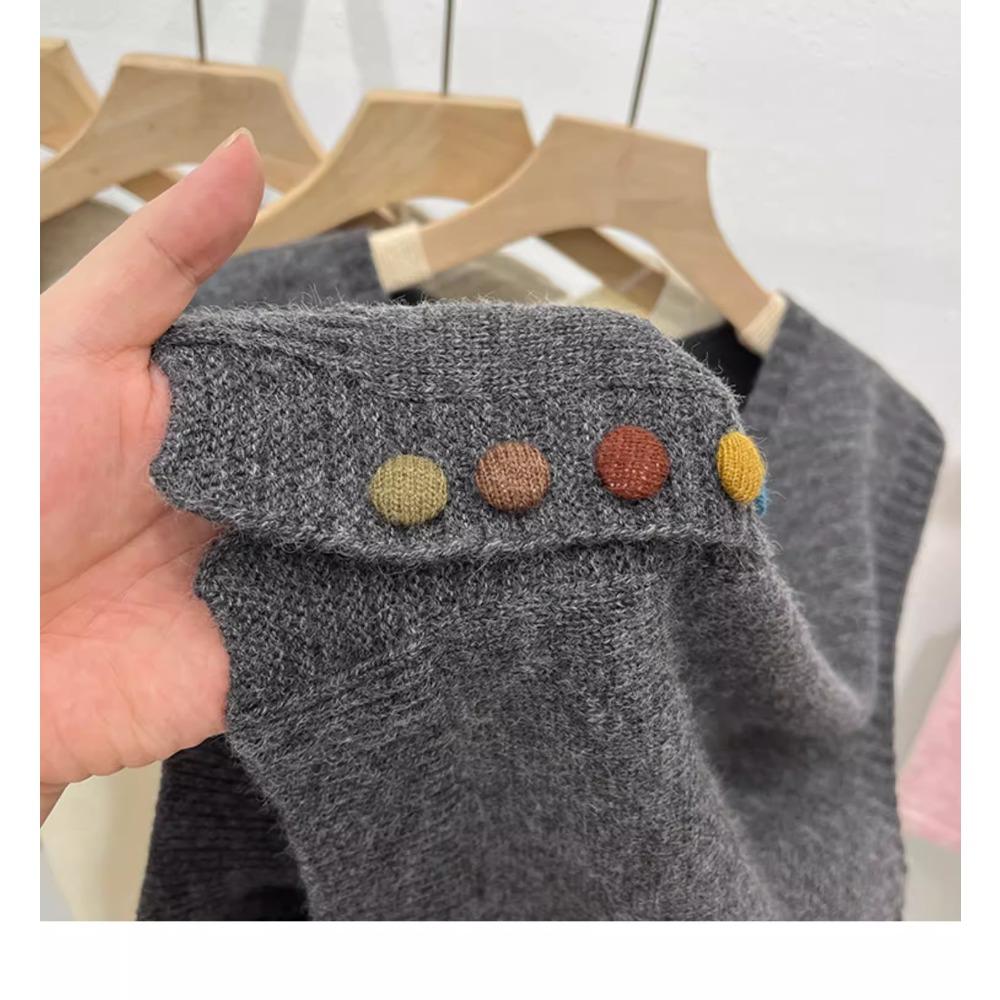 Dimanaf Sleeveless Autumn Women 2025 Vest Sweaters Knitting Colorful Buttons Oversize Casual Style Loose Sweater