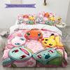 Pikachu Muster Bettwäsche, Bettdecken-Set Bettbezug Kissenbezug Zuhause Geburtstagsgeschenk (1 Bettbezug + 2 Kissenbezüge, ohne Füllung)
