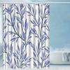 1 stuks Nordic minimalistisch blauw plant blad bloem douchegordijn, high-end elegant badkamergordijn, badkamer decoratie patroon