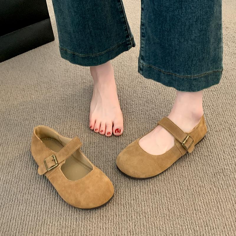 Nuovo Stile Scarpe Basse con Bocca Larga Suola Piatta Scarpa Singola per Donna Suola Morbida Scarpe Fagiolino Punta Tonda Scarpe Mary Jane Retrò Zapatos Mujer