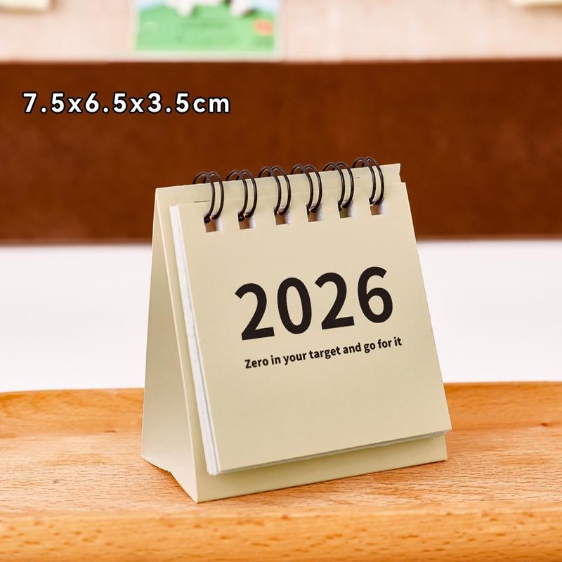 2026 Mini Simple Calendar Small Desk Calendar Creative Coil Calendar Planner Desktop Decoration Office Stationery for Gift
