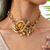 Luxury Exaggerated Flower Necklace Coarse Neck Chain Elegant Metal Rose Necklace Birthday