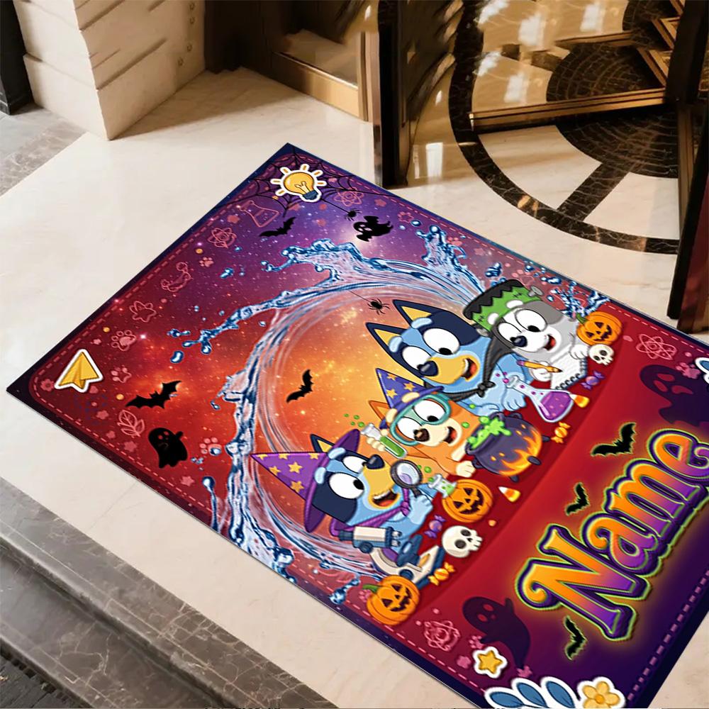Halloween Friends Celebration Customize Your Name Floor Rug Office Rug Perfect for Dormitory Study room Dining Room Balcony Anti-slip Rug