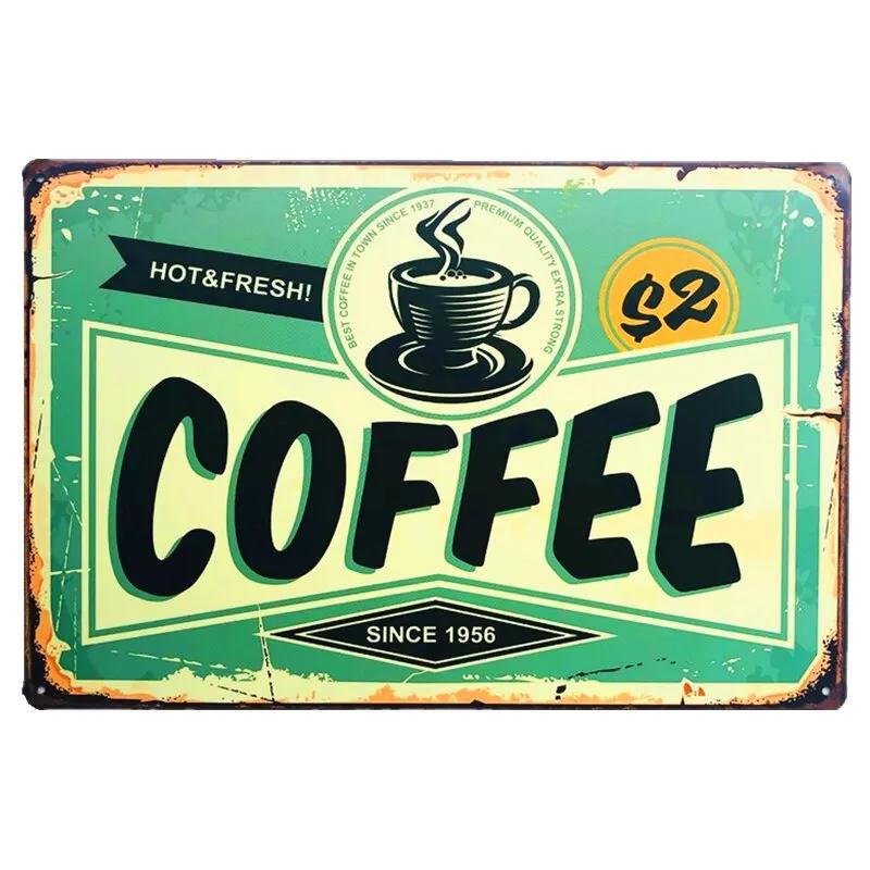 Vintage Shabby Chic Coffee Menu Metal Tin Sign Retro Home Bar Cafe Pub Tavern Wall Decoration Decorative Plate Poster for