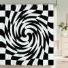 1 Pcs Simple Abstract Black And White Pattern Polyester Fabric Shower Curtain Waterproof Bathroom Curtain Partition Curtain