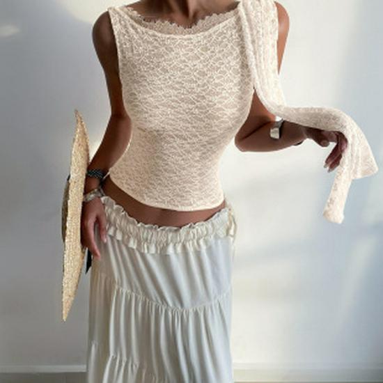 Rochie elegantă europeană și americană cu spate gol și dantelă, cu gât halter – Croială slim, mulată pe șolduri, stil club