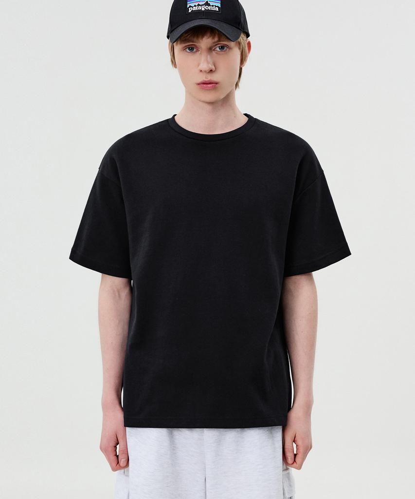 TOPBOY Double-Sided Oversized Crew Neck Short Sleeve T-Shirt Black
