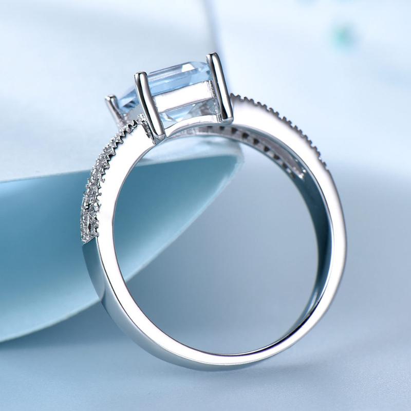 Gica Gema 925 Sterling Silver Nano Emerald Square Design Female Inlaid Ring Fine Jewelry For Wedding Engagement