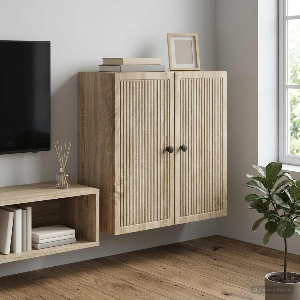 Wall Mounted Cabinet In Sonoma Oak Finish 59 X 31 X 60 Cm Engineered Wood