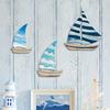 1pc Wooden Sailboat ,Suitable for Nautical Style Sailboat Wall Sculpture- Hanging Sailboat Ocean Decoration for Lakeside Houses
