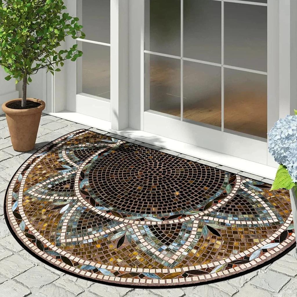 House Entrance Mat Garden Decoration Doormat Door Entry Mats Outdoor Carpet Home Rug Semi-circular Floor Mat