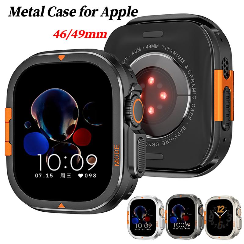 Metallkoffert for Apple Watch Ultra 3 49mm 46mm Beskyttelsesdeksel Aluminiumsoverdel Støtfangerramme for IWatch Series 11 10 9 8 7 6 5 4 SE