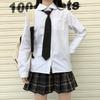 Korean Style Women's College Tie Shirt - Solid, Versatile, Long Sleeve, Loose Fit for Students, 2026 Trendy Fashion