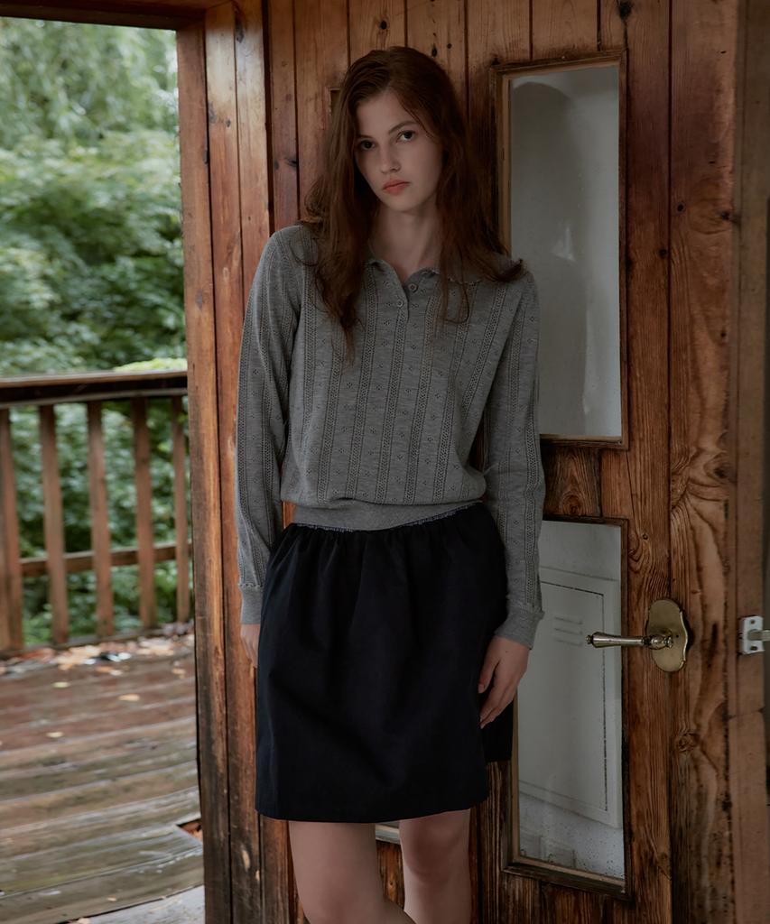 Seutyudioaenpaleukeu Openwork Collar Wool Knit_Grey