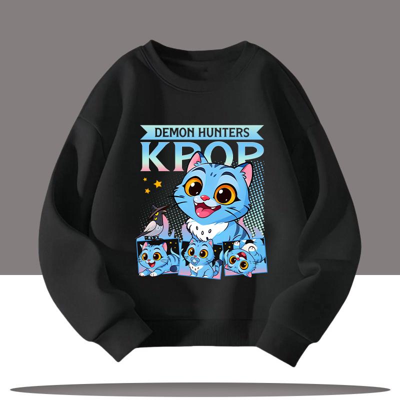 Children's Clothing K-pop Demon Hunters Cartoon Print 3-12 Year Old New Style Kids Round-neck Sport Shirt Cute Girl Casual Top