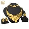24K Gold Plated Arab Women's Bridal Necklace Earrings Ring Bracelet Indian Women's Jewelry Set