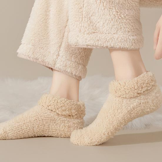 Fluffiga Vinterankelsockor Dam Mysiga Toffelsockor med Grepp Plysch Varma