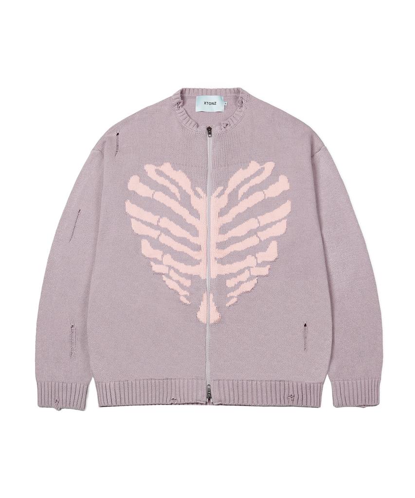 XTONZ Xtk037 Bow Knit Zip-Up (Vintage Pink)