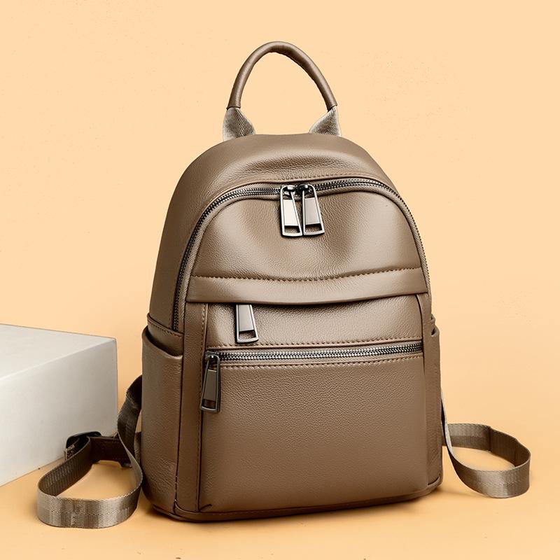 2025 High-End Women's Genuine Leather Backpack - Large Capacity, Soft Cowhide, Fashionable Travel Bag