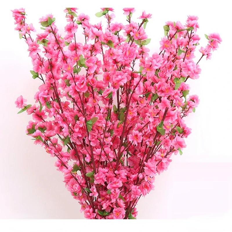 1pc Artificial Peach Blossom Livingroom Ornaments Fake Tree Landscaping Decoration 65cm Bendable Fake Flower Festival Decoration