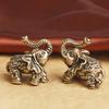 Mini Elephant Ornament Retro Solid Alloy Elephant Figurine Desktop Elephant Statue for Car