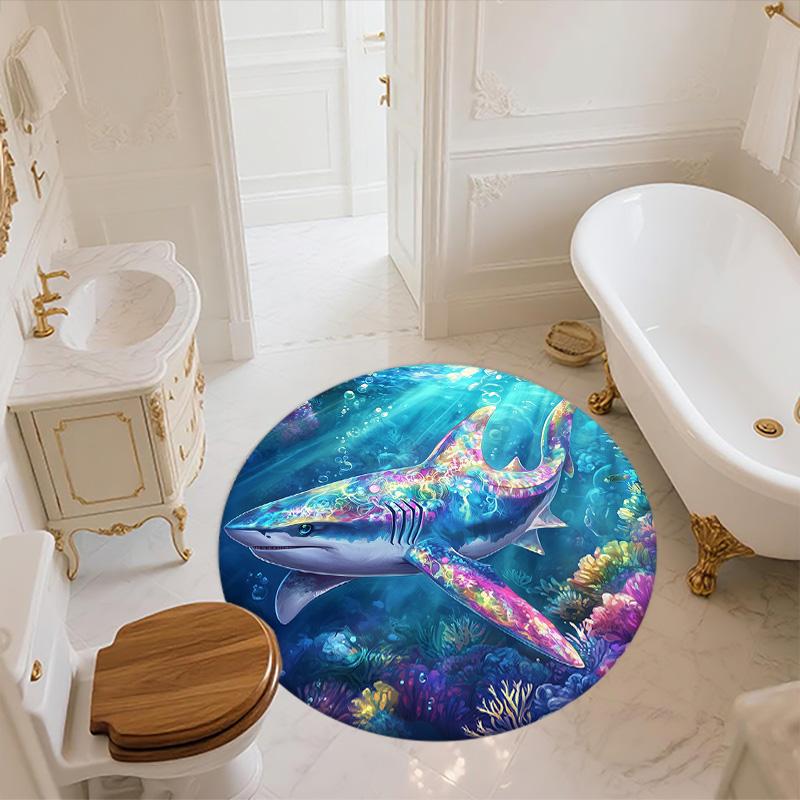 Marine Animals,Round Area Rug,Carpet Rug for Living Room Bedroom Sofa Playroom Decor,Non-slip Floor Mat