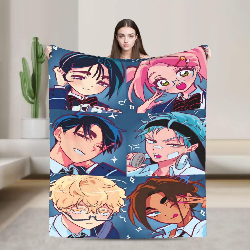 Kawaii Chibi LUKA Hot Anime ALIEN STAGE Blanket Super Warm Fluffy Plush Throw Blanket For Couch Chair Sofa Bed Cover