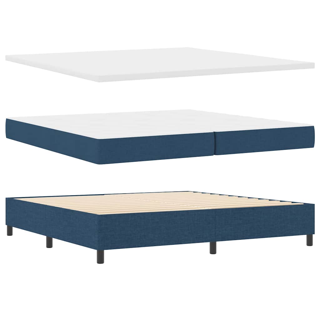 Box Spring Bed with Mattress and Headboard Blue 200 x 200 cm Fabric
