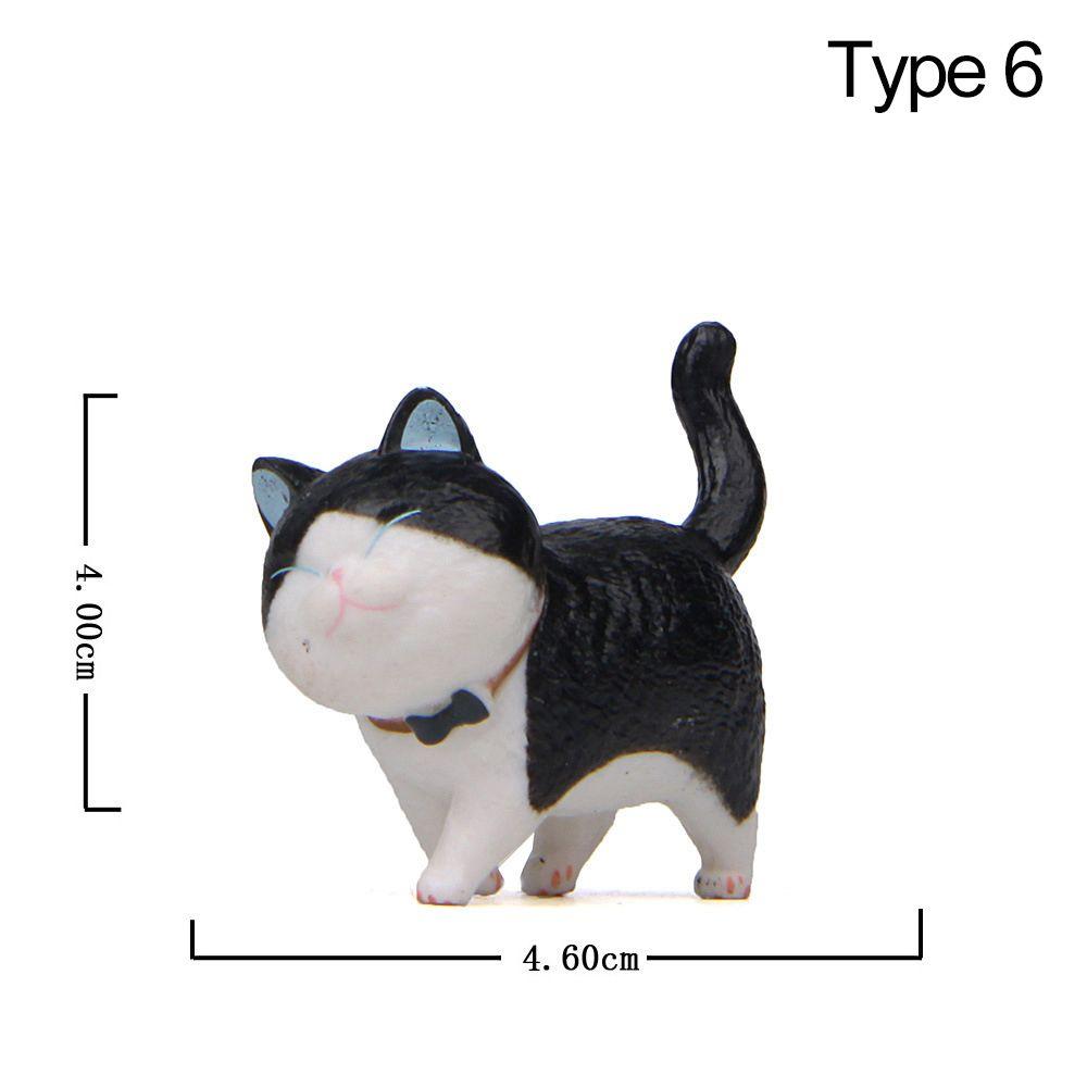 Desktop Ornament Mini Kitten Statue Simulation Animal Model With Bowknot Cartoon Cat Figurine
