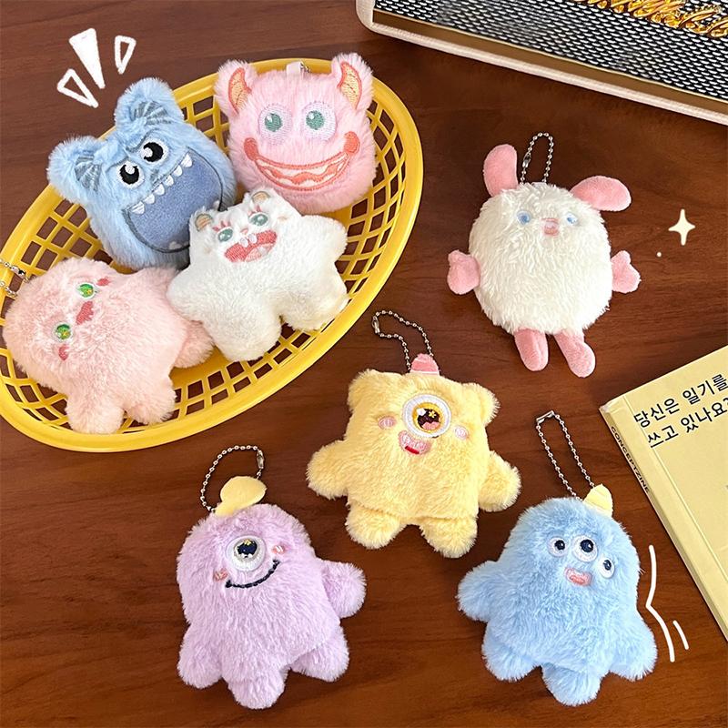 Niedliche Monster Puppe Schlüssel Schlüsselanhänger Mädchen Cartoon Auto Schlüsselanhänger Kawaii Frauen Tasche Zubehör Anhänger Plüsch Puppe Schlüsselanhänger
