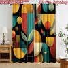 2D Flat Printing 2pcs Curtain Window Curtains Geometric Abstract Shapes Digital Printed Polyester Drapes Seasonal Party &