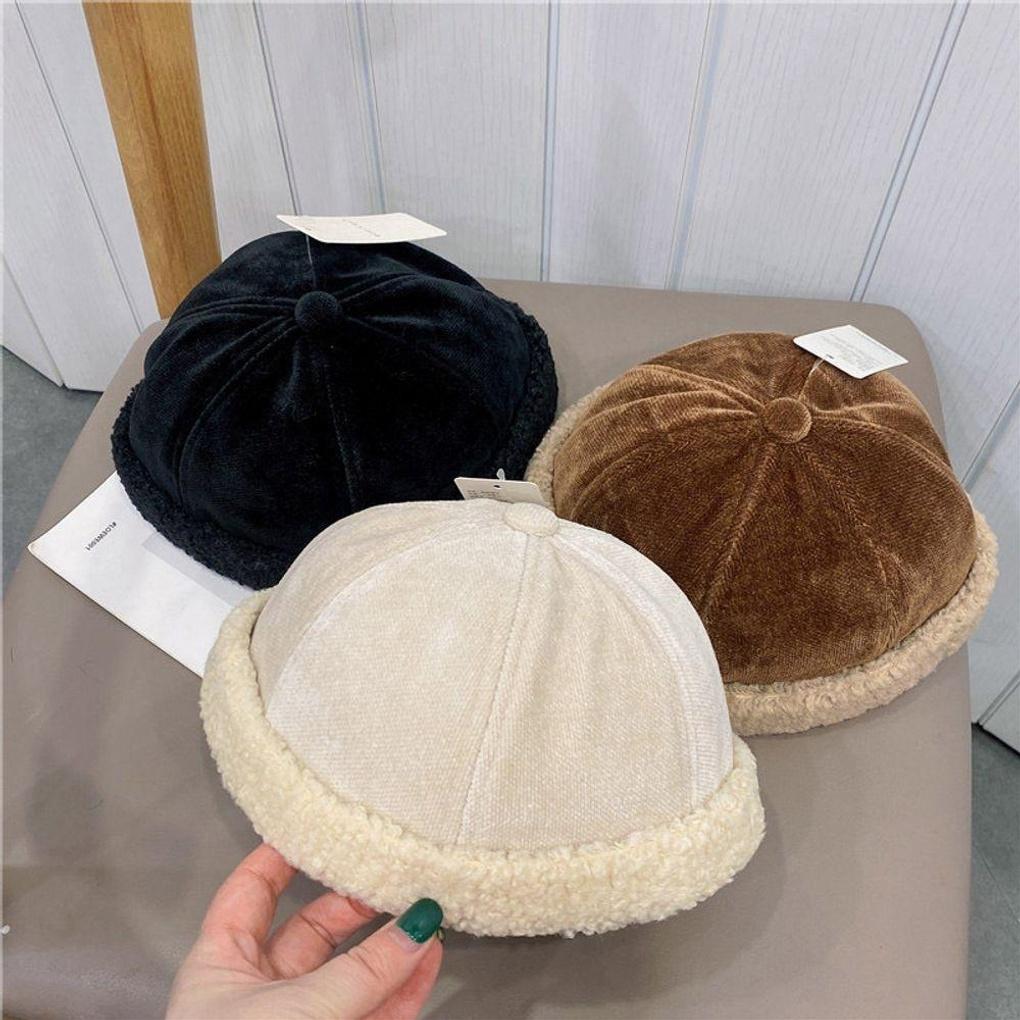 Winter Corduroy Feel Brim Watch Cap Beanie Hat