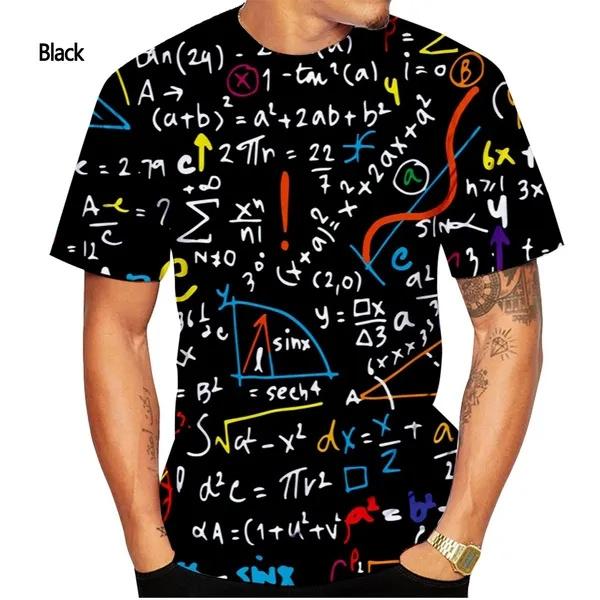 Funny Math Formula 3D Printed Graphs T-shirts Summer Casual Round Neck Short-sleeved Men's T-shirts