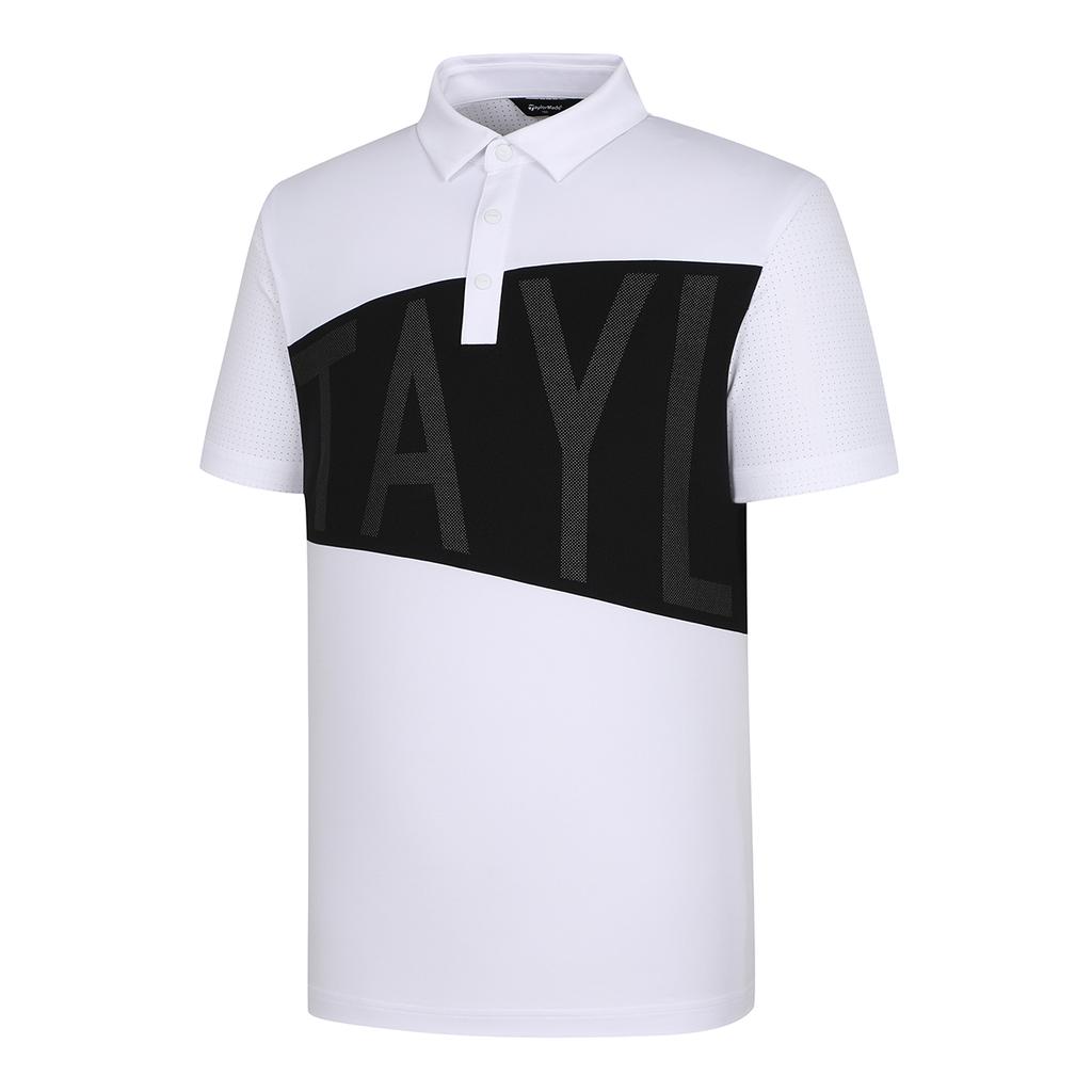 TAYLORMADE APPAREL Men'S Big Lettering Block Perforated Collar Short Sleeve T-Shirt T8031Tn2243-100