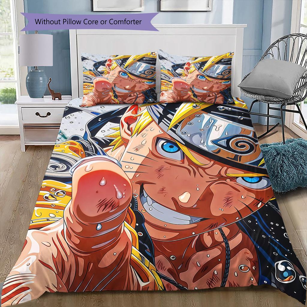 Naruto Team 7 Collection Bedding Set, 1 Duvet Cover & 2 Pillowcases, Suitable for Bedroom, Ideal Gift for Naruto Fans