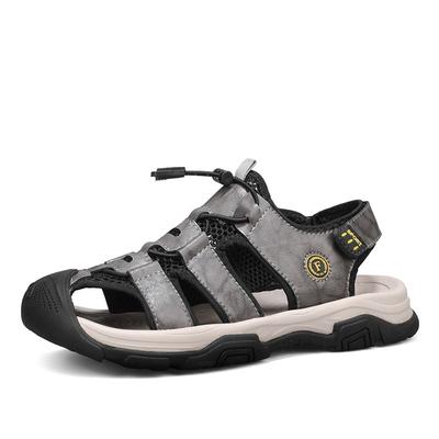 2024 Leather Men's Beach Shoes Fashion Comfortable Elastic Outdoor Sports Casual Shoes Breathable Cave Sandals