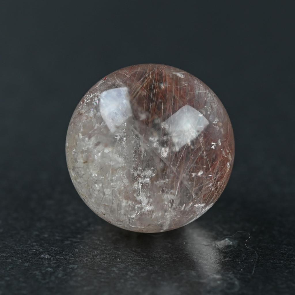 Eigado Rutilquarz Rutilierter Roter Gutes Arbeitskraft Amulett Kugel, 25mm, 21,7g, Quarz, Glück, Glück, Stein,