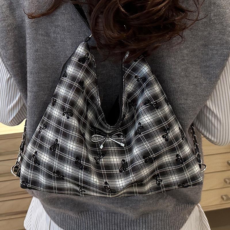 Popular Plaid Bag Autumn and Winter New Texture Butterfly Crossbody Personality Multifunctional Single-shoulder Backpack