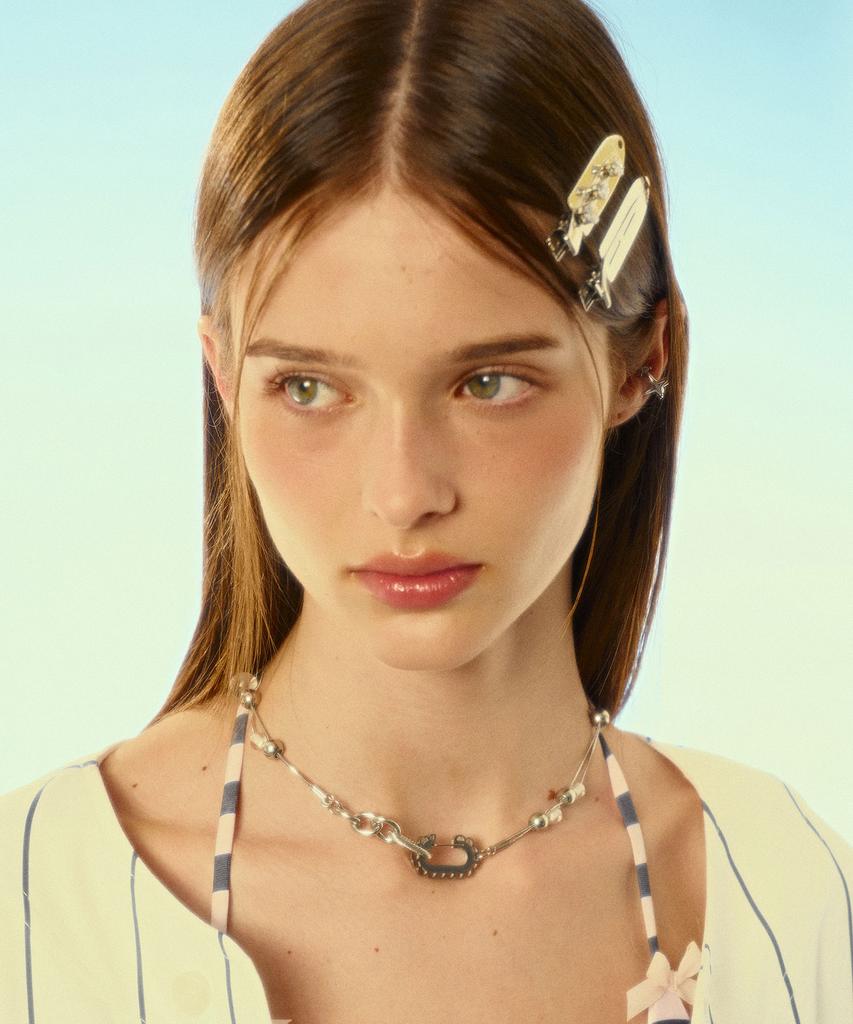 Sentiments No.543 [Silver] Surfboard Crystal Star Hair Pin