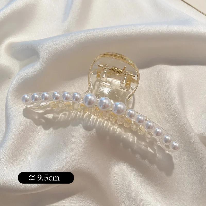 Vintage Pearl Clips Set Large Claw Korean Ponytail Big Barrettes Jaw Hairpins for Women Hair Accessories Hairgrip Gift